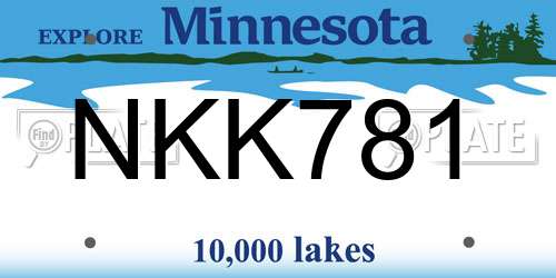 NKK781 Minnesota License Plate