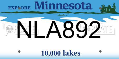 NLA892 Minnesota License Plate