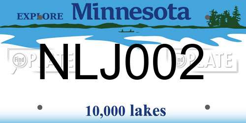 NLJ002 Minnesota License Plate