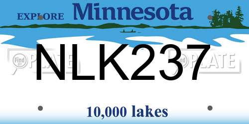 NLK237 Minnesota License Plate