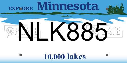 NLK885 Minnesota License Plate