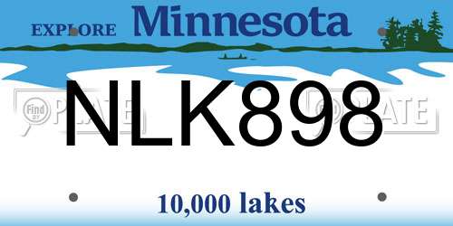 NLK898 Minnesota License Plate