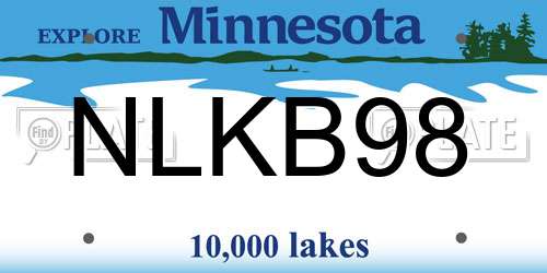 NLKB98 Minnesota License Plate