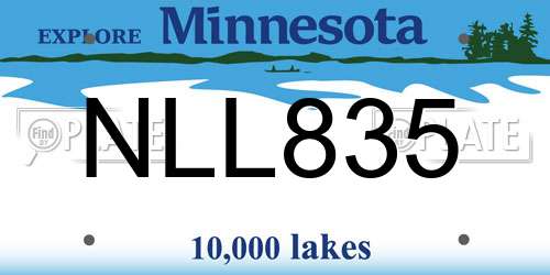 NLL835 Minnesota License Plate