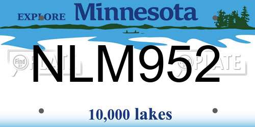 NLM952 Minnesota License Plate