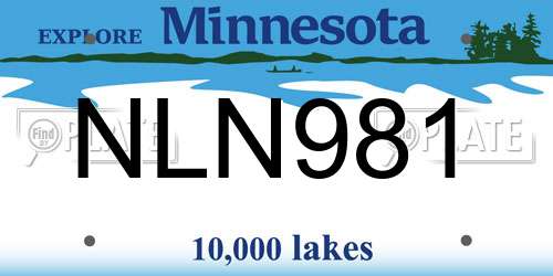 NLN981 Minnesota License Plate