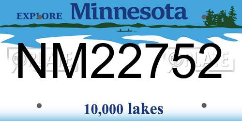 NM22752 Minnesota License Plate