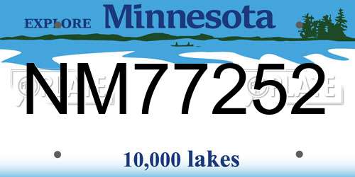 NM77252 Minnesota License Plate