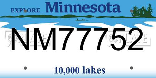 NM77752 Minnesota License Plate