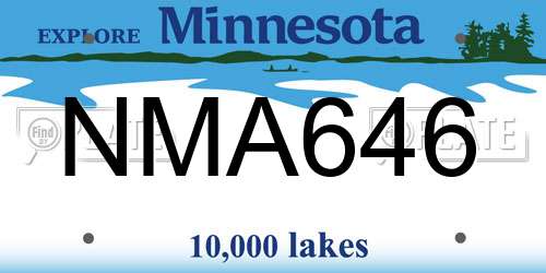 NMA646 Minnesota License Plate