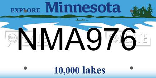 NMA976 Minnesota License Plate