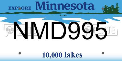 NMD995 Minnesota License Plate