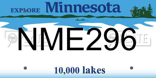 NME296 Minnesota License Plate