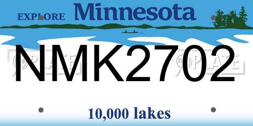 NMK2702 Minnesota License Plate
