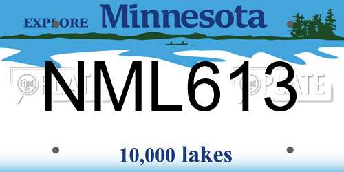 NML613 Minnesota License Plate