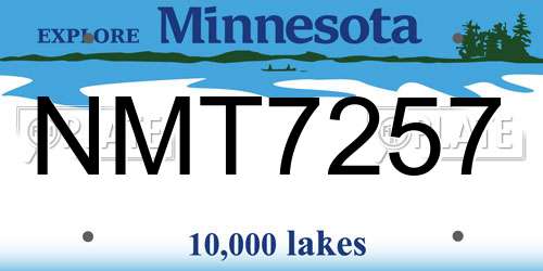 NMT7257 Minnesota License Plate