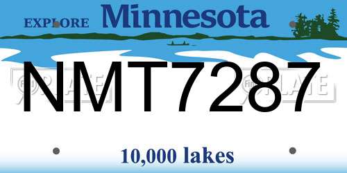 NMT7287 Minnesota License Plate