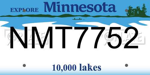 NMT7752 Minnesota License Plate