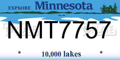 NMT7757 Minnesota License Plate
