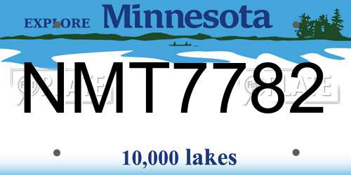 NMT7782 Minnesota License Plate