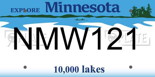 NMW121 Minnesota License Plate