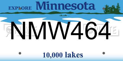 NMW464 Minnesota License Plate