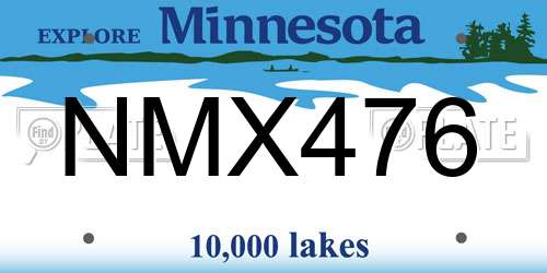 NMX476 Minnesota License Plate