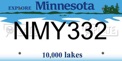 NMY332 Minnesota License Plate
