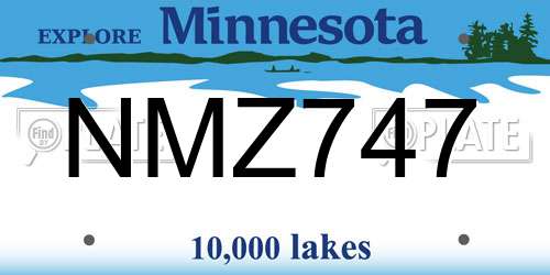 NMZ747 Minnesota License Plate