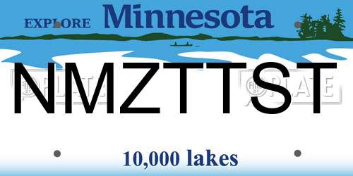 NMZTTST Minnesota License Plate