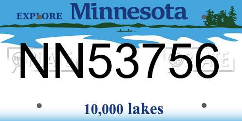 NN53756 Minnesota License Plate