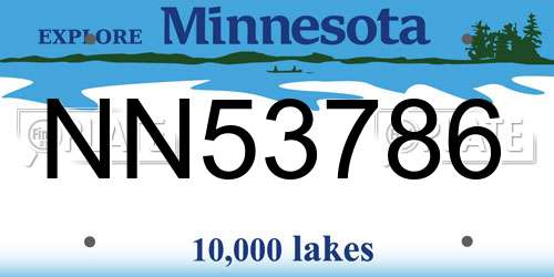 NN53786 Minnesota License Plate
