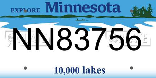 NN83756 Minnesota License Plate