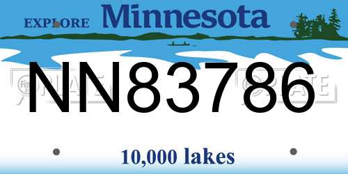 NN83786 Minnesota License Plate