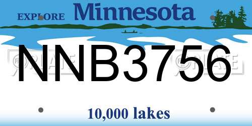 NNB3756 Minnesota License Plate