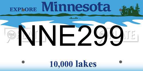 NNE299 Minnesota License Plate