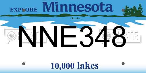 NNE348 Minnesota License Plate