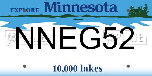 NNEG52 Minnesota License Plate