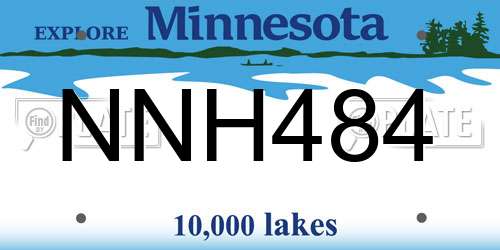 NNH484 Minnesota License Plate