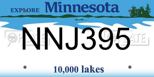 NNJ395 Minnesota License Plate