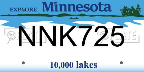 NNK725 Minnesota License Plate