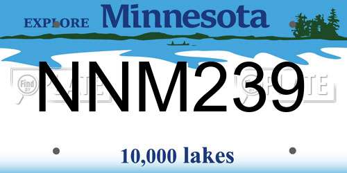 NNM239 Minnesota License Plate