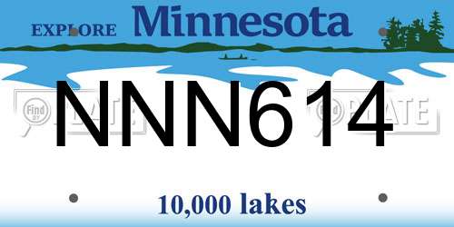 NNN614 Minnesota License Plate