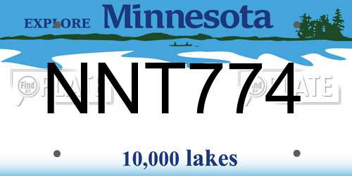 NNT774 Minnesota License Plate