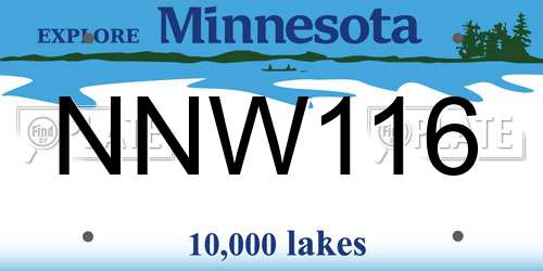 NNW116 Minnesota License Plate