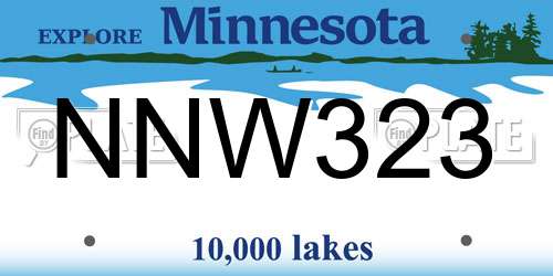 NNW323 Minnesota License Plate