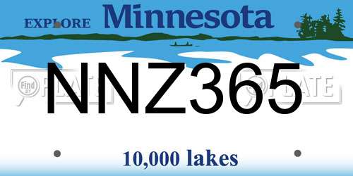 NNZ365 Minnesota License Plate