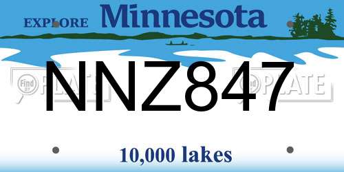 NNZ847 Minnesota License Plate