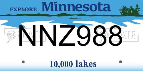 NNZ988 Minnesota License Plate