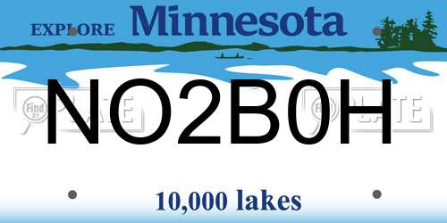NO2B0H Minnesota License Plate